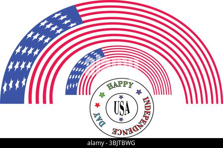 Patriotic Circular American Flag Badge Vector for 4th of July Independence Day Celebration Design Stock Vector