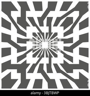 White arrows burst. Radial direction pattern. Vector explosion design. Central pointer array. Stock Vector