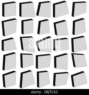 White cube grid. Geometric box pattern. Vector square arrangement. Clean dimensional blocks. Stock Vector