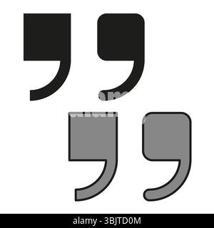 Large quote icon. Bold comma symbol. Stylish punctuation Vector. Gradient typographic sign. Stock Vector