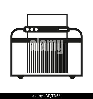 Air conditioner icon. Cooling machine box. Vector climate control. Appliance black design. Stock Vector