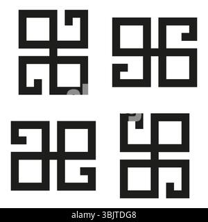 Black spiral icon. Rotating vector symbol. Abstract curved design. Bold geometric shape. Stock Vector