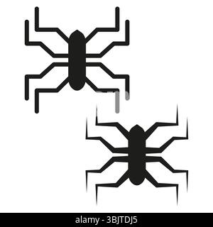Bug shape icons. Abstract insect design. Robotic beetle forms. Vector silhouette style Stock Vector