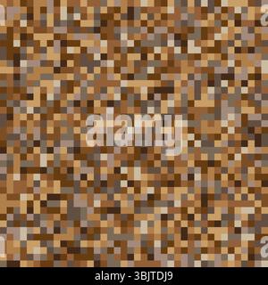 Pixelated brown texture. Digital square pattern. Vector block background. Warm earth tones. Stock Vector