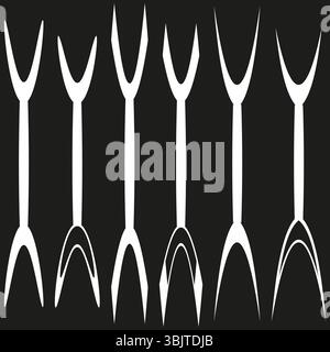 Vertical arrows icon. Symmetric pointer pattern. White on black. Vector arrow motif. Stock Vector