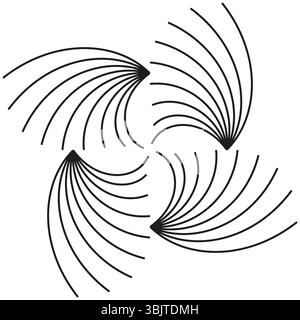 Spiral swirl line pattern. Abstract curved design. Vector flowing motion. Black white geometry. Stock Vector