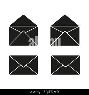 Envelope shape icon. Vector mail symbol. Black letter figure. Geometric form layout. Stock Vector