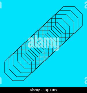 Spiral shape vector. Optical illusion design. Geometric line figure. Cyan background concept. Stock Vector
