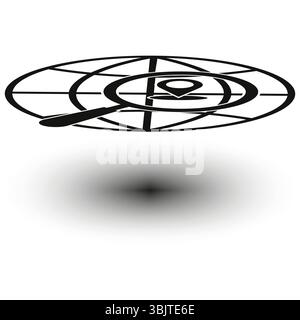 Globe network shape. Perspective sphere icon. Shadow vector element. Abstract earth form. Stock Vector