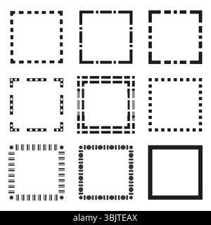 Square outlines icon. Rectangular shapes collection. Vector linear forms. Black frame elements. Stock Vector