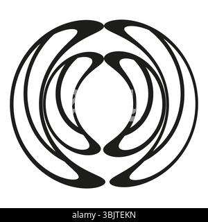 Overlapping circle icon. Interlaced ring symbol. Abstract loop vector. Dynamic round motif. Stock Vector