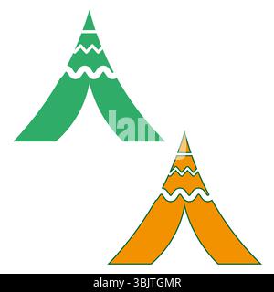 Abstract mountain peaks. Geometric triangular shape. Green orange silhouette. Vector summit symbol. Stock Vector