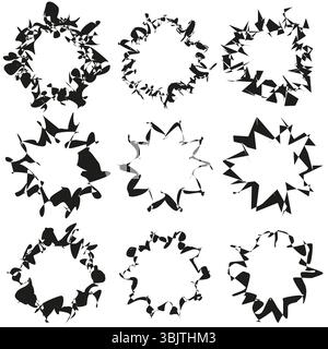Irregular star icon. Mixed contrast shapes. Abstract black pattern. Vector grouped figure. Stock Vector