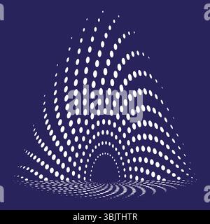 Dotted wave pattern. Blue particle flow. Dynamic motion vector. Curved line design. Stock Vector