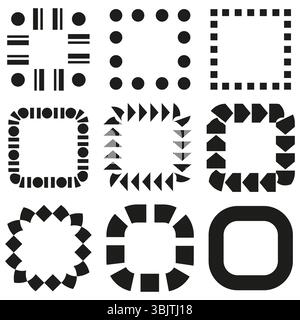 Geometric frame collection. Abstract Vector borders. Assorted shape elements. Decorative outline set. Stock Vector