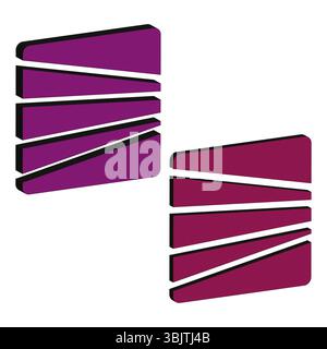 Folded ribbon icon. Pink banner shape. Layered stripe vector. Abstract paper symbol. Stock Vector