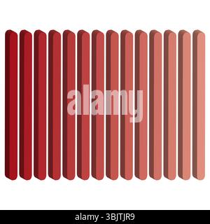 Red tone columns. Gradient vector form. Soft stripe icon. Horizontal block layout. Stock Vector