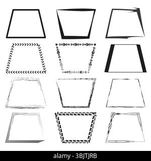 Geometric frame icon. Trapezoid line shape. Outline border element. Abstract vector set Stock Vector