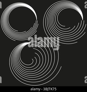 Abstract spiral swirl design. Black white curved pattern. Vector flowing motion. Organic geometric shape. Stock Vector