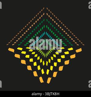 Pyramid dot pattern. Color geometry form. Vector perspective grid. Gradient diamond array. Stock Vector