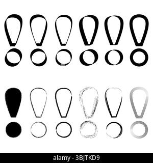 Exclamation mark icon. Warning symbol shape. Alert figure variation. Vector contrast form Stock Vector