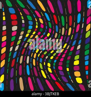 Colorful stripes distortion. Wavy lines movement. Psychedelic pattern vector. Abstract motion background. Stock Vector