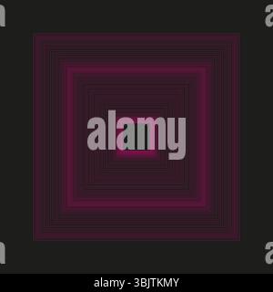 Square gradient icon. Pink purple glow. Layered concentric shape. Vector depth illusion. Stock Vector