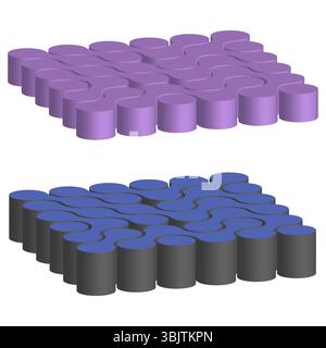 Purple building blocks. Construction toy elements. Vector plastic bricks. Modular game pieces. Stock Vector