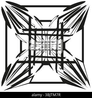 Crossed arrows icon. Symmetric arrow grid. Geometric pointer maze. Vector arrow pattern. Stock Vector