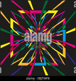 Explosion line pattern. Abstract colorful design. Vector dynamic splinters. Vibrant geometric chaos. Stock Vector