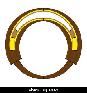 Golden tech icon. Circular progress ring. Futuristic hud shape. Vector interface element. Stock Vector