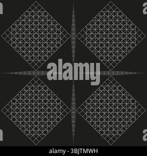 Dark diamond pattern. Symmetrical grid shape. Rhombus design vector. Abstract black background. Stock Vector