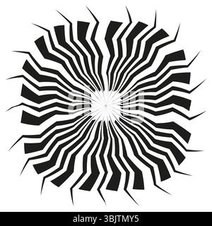 Radiating line shape. Sunburst vector symbol. Central energy form. Abstract graphic rays. Stock Vector