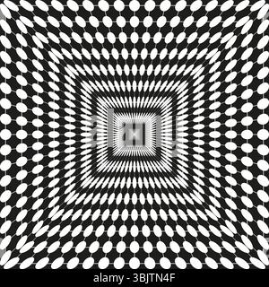 Concentric dot square. Optical illusion pattern. Geometric perspective shape. Vector symmetry design. Stock Vector