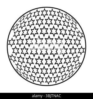 Star filled circle. Dense pattern shape. Symmetric abstract frame. Vector symbol layout. Stock Vector