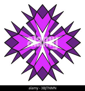 Stylized star icon. Petal mandala symbol. Radiant shape figure. Vector flower burst. Stock Vector