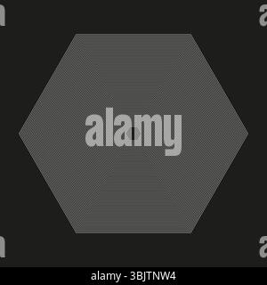 Hexagon icon. Gradient center figure. Concentric ring shape. Vector dark form. Stock Vector