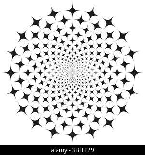 Star spiral icon. Circular vector layout. Geometric shape pattern. Black white symmetry. Stock Vector