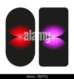 Glossy capsule light. Red violet reflection. Glowing dark pill. Vector neon form. Stock Vector