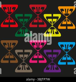 Hourglass icon design. Four time shapes. Colored sand symbol. Vector flat elements. Stock Vector
