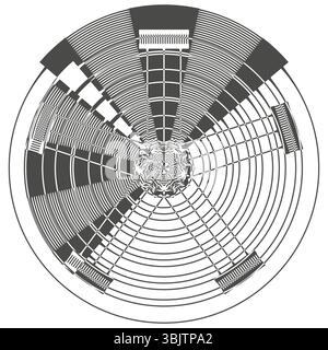 Segmented circle chart. Radial sector diagram. Abstract wheel vector. Grayscale data shape. Stock Vector