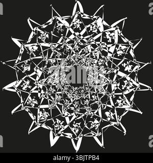 Snowflake star icon. Geometric spiky shape. Abstract jagged form. Vector symmetrical element. Stock Vector