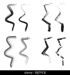 Wavy distorted lines. Hand drawn zigzag. Irregular flow strokes. Vector movement symbol. Stock Vector