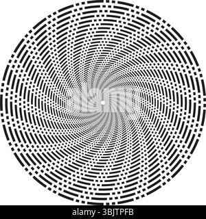 Dotted spiral shape. Black circular pattern. Optical illusion icon. Vector abstract form. Stock Vector