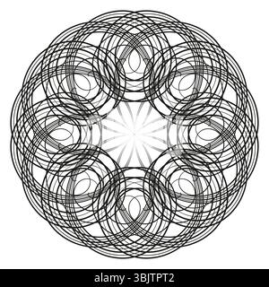 Circular web icon. Abstract geometric vector. Line symmetry shape. Black contour. Stock Vector