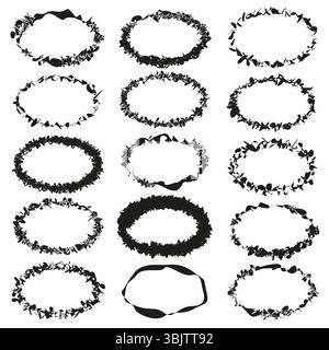 Circle brush elements. Hand drawn rings. Round stroke vector. Decorative ink loop. Stock Vector