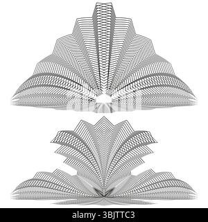 Open book icon. Pages spread wide. Vector literature symbol. Reading knowledge representation. Stock Vector