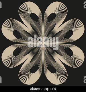 Petal swirl shape. Brown flower form. Abstract vector rotation. Shadowed graphic element. Stock Vector