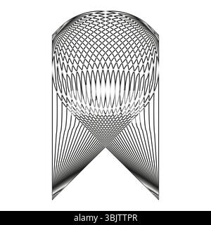 Geometric funnel icon. Curved line pattern. Abstract cone shape. Vector symmetry symbol. Stock Vector
