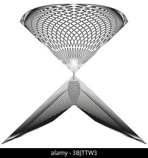 Hourglass icon shape. Curved abstract funnel. Vector line symmetry. Black and white. Stock Vector